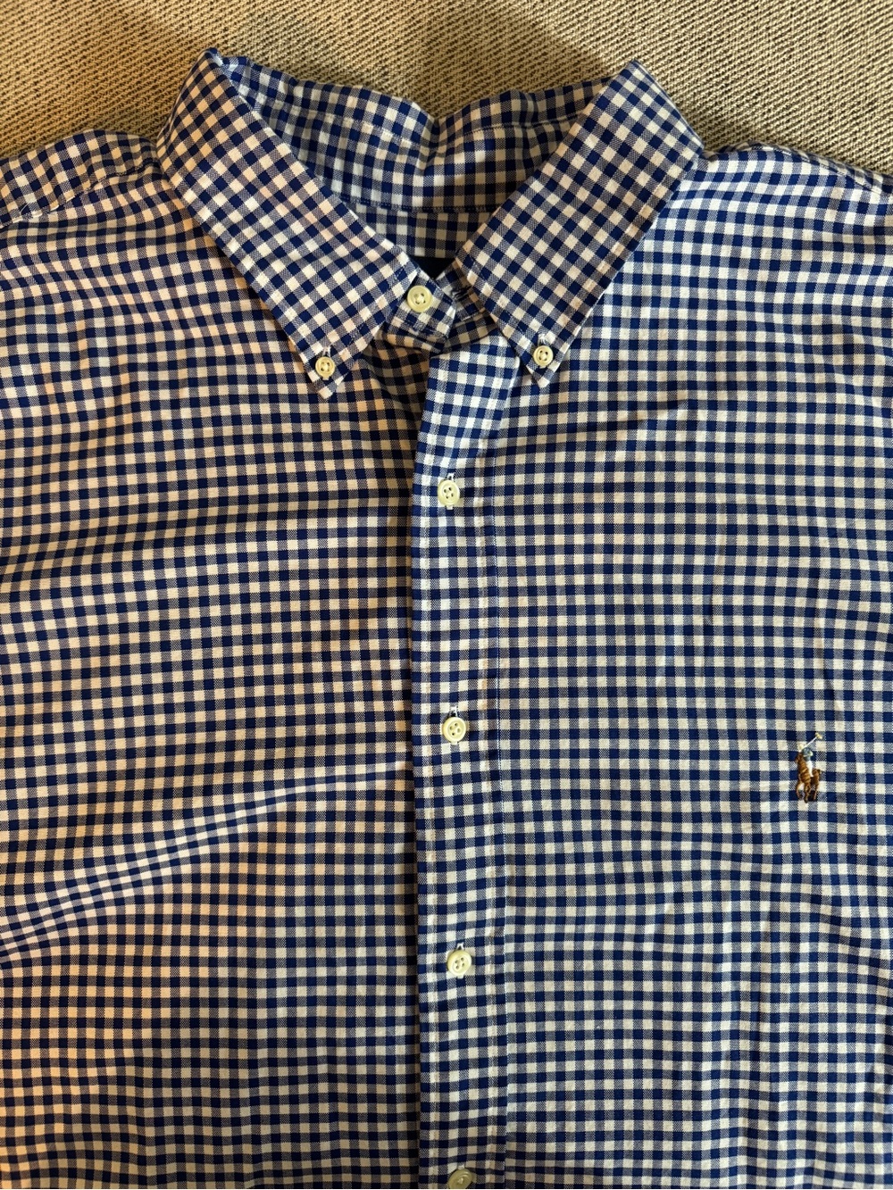 Ralph Lauren Blue and White Gingham Button-Down Shirt